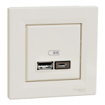 Розетка USB 2.0 port 5V DC, 2.4 A тип A+C Asfora Schneider Electric крем EPH2700323