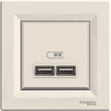 Розетка USB 2.0 5V DC, max 2.1 A Asfora Schneider Electric крем EPH2700223