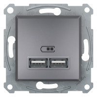Розетка USB 2.0 5V DC, max 2.1 A Asfora Schneider Electric сталь EPH2700262