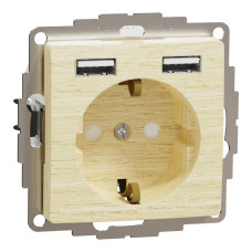 Розетка з заземленням + 2 х USB типу А береза Sedna Design & Elements Schneider Electric SDD180052