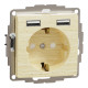 Розетка з заземленням + 2 х USB типу А береза Sedna Design & Elements Schneider Electric SDD180052