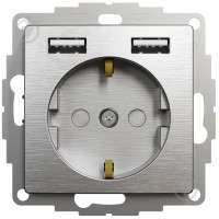 Розетка з заземленням+USB Мат алюм Sedna Elements Schneider Electric SDD170052