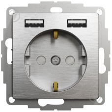 Розетка с заземлением+USB Мат алюм Sedna Elements Schneider Electric SDD170052