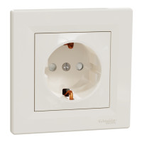 Розетка с заземлением и защитными шторками Asfora Schneider Electric крем EPH2900223