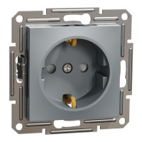 Розетка з заземленням і захисними шторками Asfora Schneider Electric сталь EPH2900262