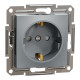 Розетка з заземленням і захисними шторками Asfora Schneider Electric сталь EPH2900262
