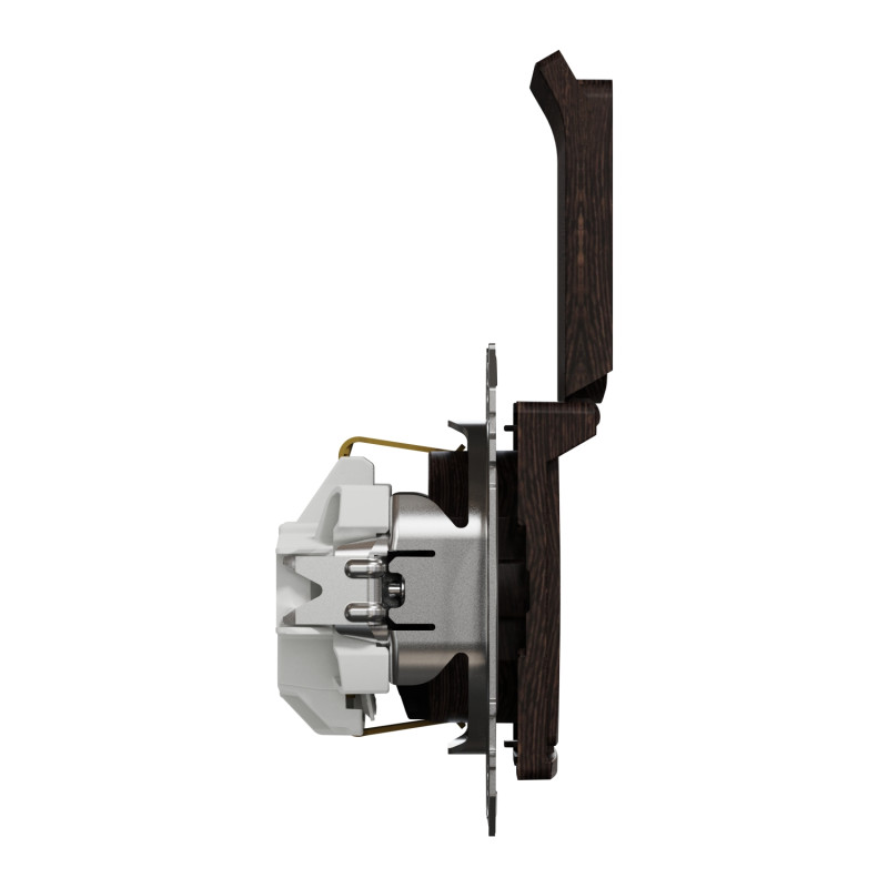 Розетка с заземлением крышкой и шторками венге Sedna Design & Elements Schneider Electric SDD181024