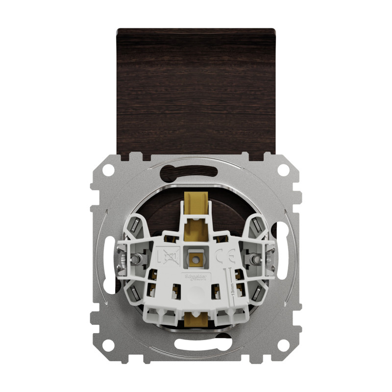 Розетка с заземлением крышкой и шторками венге Sedna Design & Elements Schneider Electric SDD181024