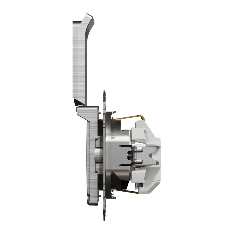 Розетка з заземленням шторками та кришкою матовий алюміній Sedna Design & Elements SDD170024