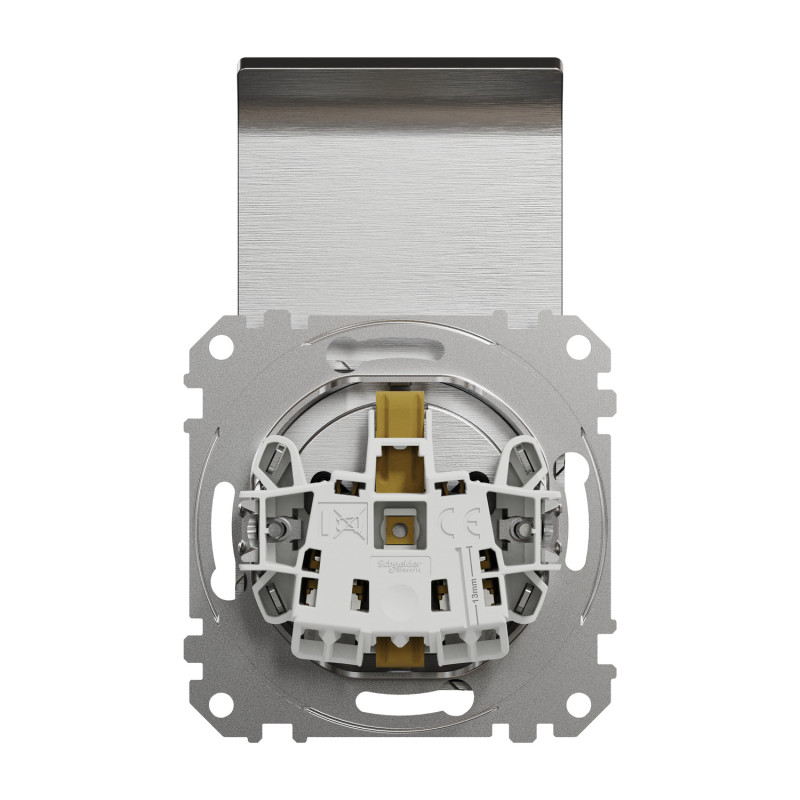 Розетка з заземленням шторками та кришкою матовий алюміній Sedna Design & Elements SDD170024