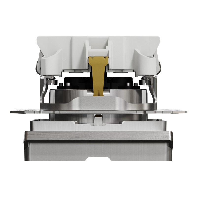 Розетка з заземленням шторками та кришкою матовий алюміній Sedna Design & Elements SDD170024