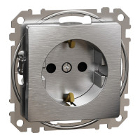Розетка с заземлением и шторками матовый алюминий Sedna Elements Schneider Electric SDD170022