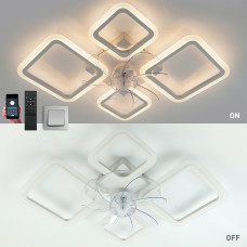 Керована світлодіодна люстра з вентилятором FAN OVAL 70W+18W 4S-SMART-760x560x120-WHITE-220-IP20 