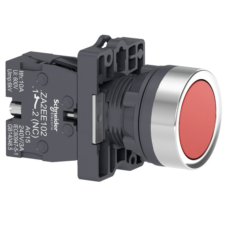Кнопка ХА2 с нажатием втайне красного цвета с пружинным возвратом, 1NC (XA2EA42)