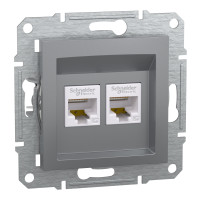 Розетка компьютерная двойная 5e UTP Asfora Schneider Electric сталь EPH4400162