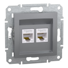 Розетка компьютерная двойная 5e UTP Asfora Schneider Electric сталь EPH4400162