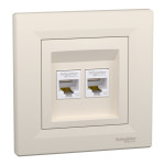 Розетка комп'ютерна подвійна категорії 5e Asfora Schneider Electric крем EPH4400123