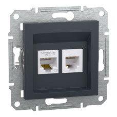 Розетка двойная телефонная RJ11 + компьютерная RJ45 Asfora Schneider Electric антрацит EPH4900171
