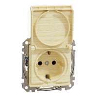 Розетка з заз. шторками та кришкою береза Sedna Design & Elements Schneider Electric SDD180024