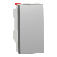 Выключатель 1-клавишный кнопочный (1 модуль) 10А Unica New Schneider Electric алюминий NU310630