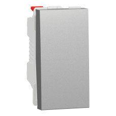 Выключатель 1-клавишный кнопочный (1 модуль) 10А Unica New Schneider Electric алюминий NU310630