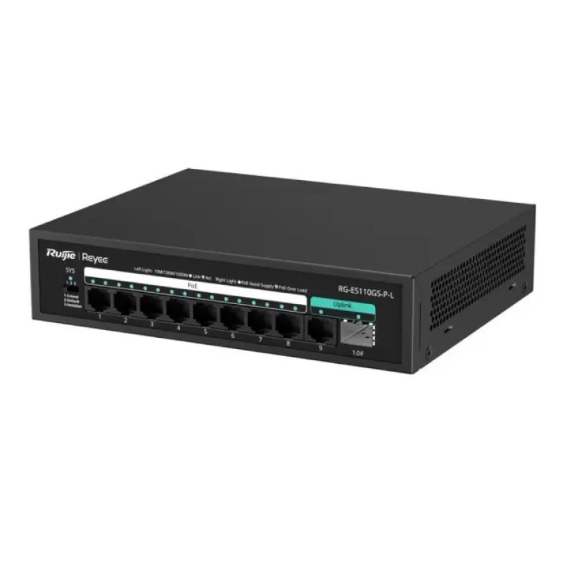 Коммутатор 10 портов неуправляемый Ruijie Reyee RG-ES110GS-P-L PoE