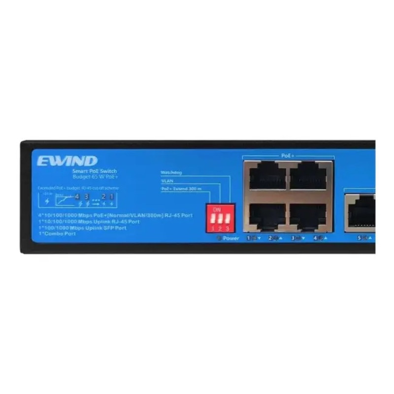 Комутатор 7 портів некерований Ewind EW-S1907CG-AP PoE 