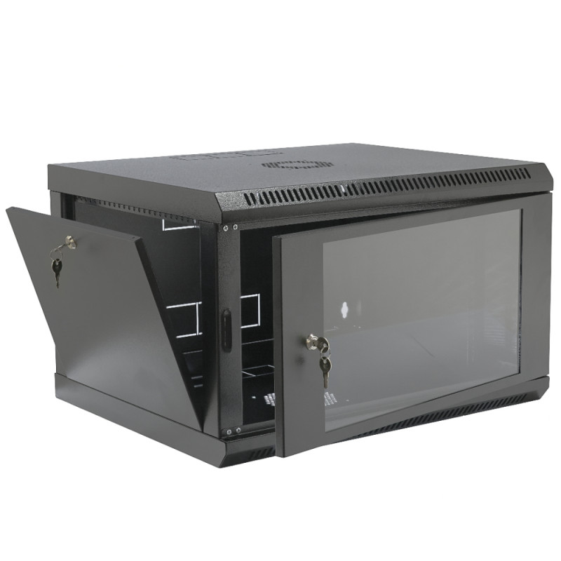 Шкаф коммуникационный 19" 6U, 600x400x373мм акриловое стекло, черный