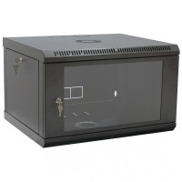 Шафа комунікаційна 19" 6U, 600x500x373мм акрилове скло, чорна