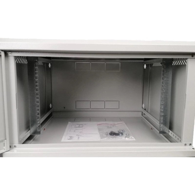 Шафа комунікаційна EServer 6U 600х350х370 скло, сіра 