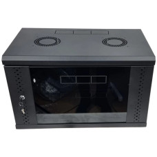 Шкаф коммуникационный EServer 6U 600х500х370 стекло, черный