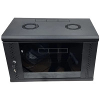 Шкаф коммуникационный стекло черное EServer 6U