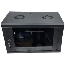 Шкаф коммуникационный стекло черное EServer 6U