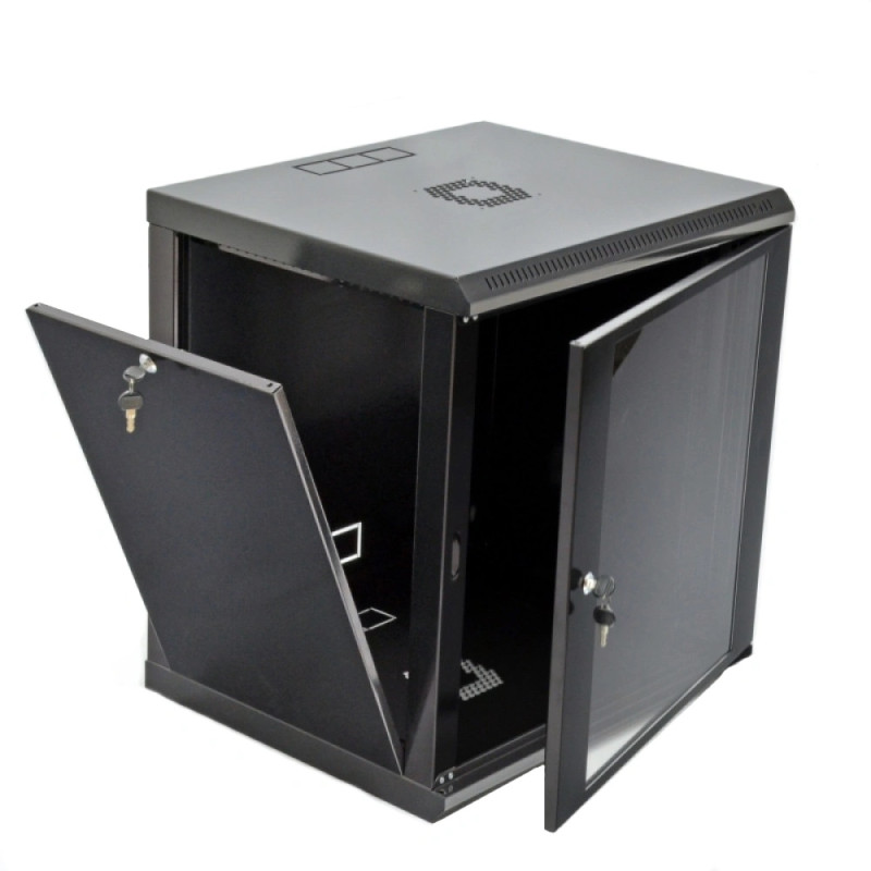 Шафа телекомунікаційна акрілове скло, чорна 19"12U, 600х500х640 мм 
