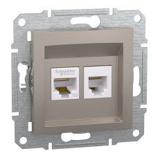 Розетка двойная телефонная RJ11+ компьютерная RJ45 Schneider Electric бронза EPH4900169