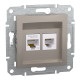Розетка двойная телефонная RJ11+ компьютерная RJ45 Schneider Electric бронза EPH4900169