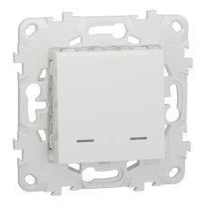 Выключатель 2-х клавишный с подсветкой 2х в.1а, 10А Unica New Schneider Electric белый NU521118N