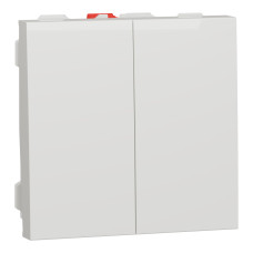 Выключатель 2-клавишный (2 модуля) 10А Unica New Schneider Electric белый NU321118