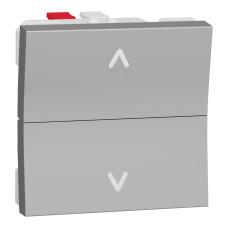 Выключатель для жалюзи 2-клавишный кнопочный (2 модуля) 6А Unica New Schneider Electric алюминий NU320730