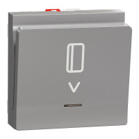 Выключатель карточный с подсветкой (2 модуля) 10А Unica New Schneider Electric алюминий NU328330