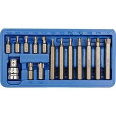 Насадки викруткові VOREL : адаптер квадрат 1/2", "TORX" T20-T55, 30 -75 мм, CrV Набір 15 шт. (66580)