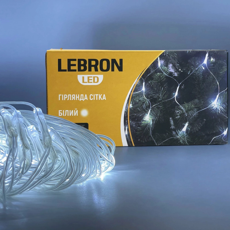 LED гирлянда LEBRON сетка 1,5х1,5,120LED.белая,IP20