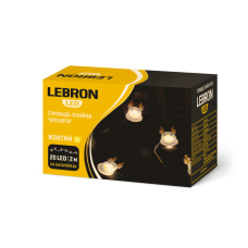 Светодиодная гирлянда LEBRON 2м, оленята, 20LED, 2*AA, желтая, IP20 15-18-09