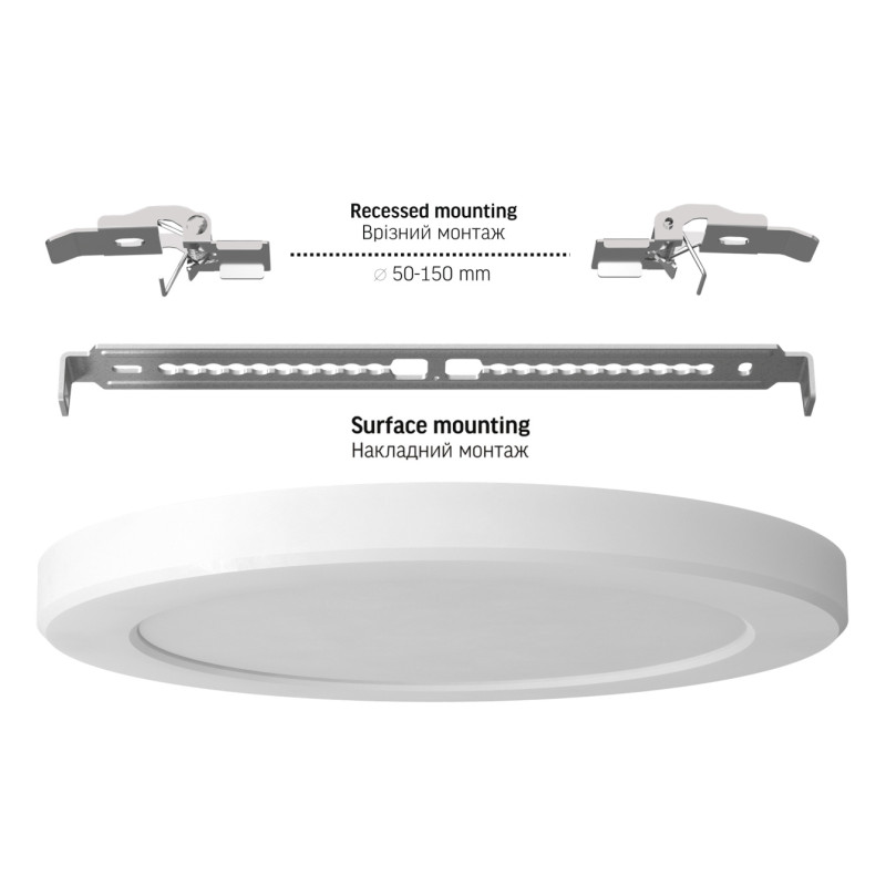 Світлодіодний LED світильник круглий VIDEX DL6R 18W 3000K-4000K-6500K White (VL-DL6R-18CW)