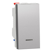 Перемикач 1-клавішний з нейтраллю (1 модуль) 10А Unica New Schneider Electric алюміній NU310330S