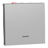 Перемикач 1-клавішний з нейтраллю (2 модулі) 10А Unica New Schneider Electric алюміній NU320330S