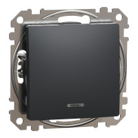 Перемикач одноклавішний перехресний з підсвіткою Sedna Design Schneider Electric чорний SDD114107L