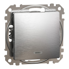 Переключатель одноклавишный с синей подсветкой LED матовый алюминий Sedna Design & Element SDD170106L