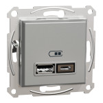 Розетка USB 2.0 port 5V DC, 2.4 A тип A+C Asfora Schneider Electric алюминий EPH2700361
