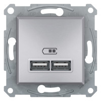 Розетка USB 2.0 port 5V DC, max 2.1 A Asfora Schneider Electric алюміній EPH2700261